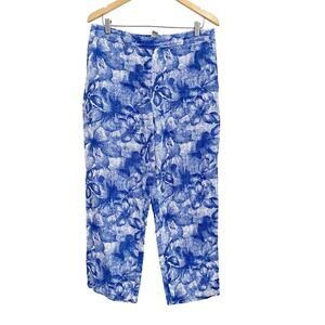Chico’s Blue White Floral Linen Pants